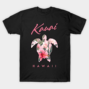 Kauai Hawaii Hibiscus Flower Sea Turtle T-Shirt